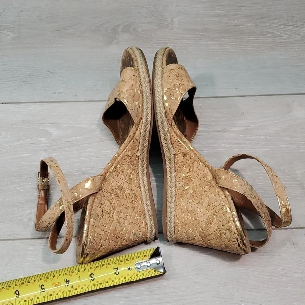 Tory Burch Womens Strappy Leather Wedge Sandals shoes sz 7.5 M